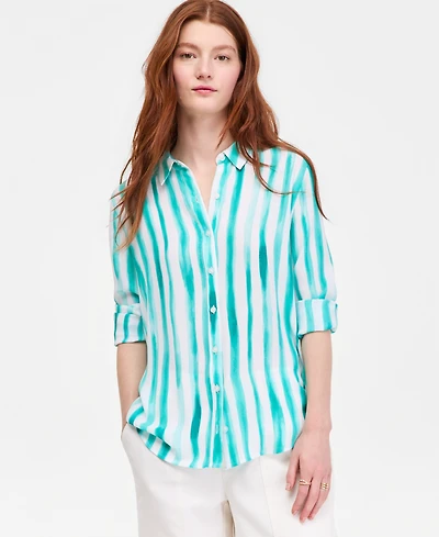 On 34th Women's Button-Front Crepe Shirt, Created for Macy's
