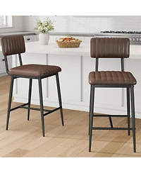 gaomon Bar Stools Set of 8, Counter Height Chairs with Back & Footrest, Thick Cushion & Metal Legs