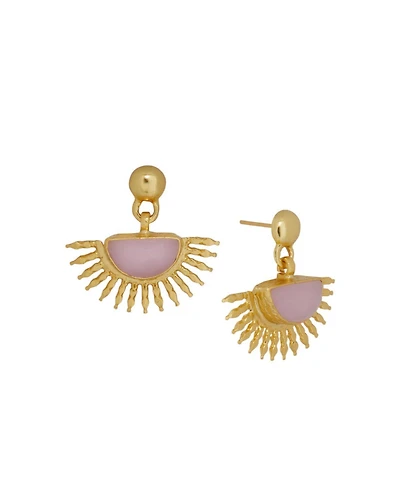 Ottoman Hands Sunrise Rose Quartz Drop Stud Earrings