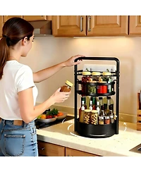Yigii Rotating Spice shelf Paper Towel Holder 2 Tier Lazy Susan Kitchen Countertop