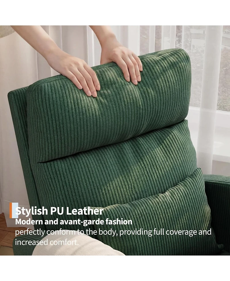 gaomon Corduroy Rocking Chair with Footrest,Modern Nursery Glider Chair with Side Pockets and Pillow,Rocker Chair for Living Room Bedroom Nursing Room