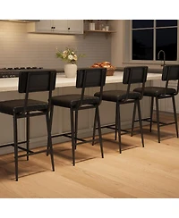 gaomon Bar Stools Set of 4, Counter Height Chairs with Back & Footrest, Thick Cushion & Metal Legs