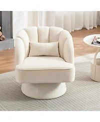 gaomon Modern Swivel Barrel Accent Chair, Velvet, Beige