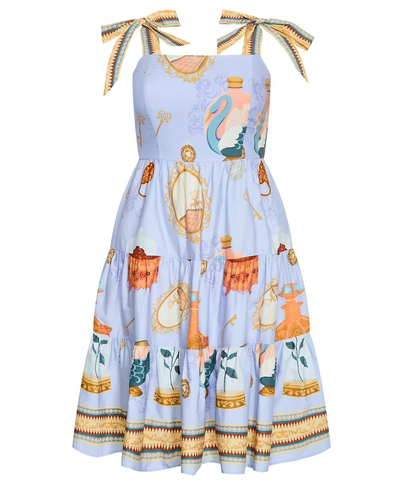 City Chic Women's Plus Casey Beauty Print Border Dress