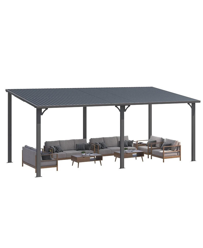 Aecojoy 20' x 10' Hardtop Gazebo Outdoor Pergola Lean to Metal Pergolas