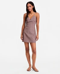 Madden Girl Juniors' Check Menswear V-Neck Mini Dress