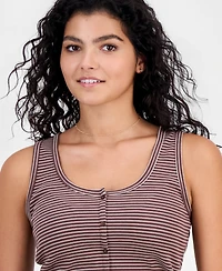 Hippie Rose Juniors' Ribbed Button Front Tank Top