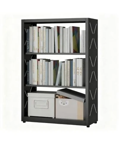 Yigii Industrial Bookshelf Metal Bookcase Adjustable Shelves Storage Organizer