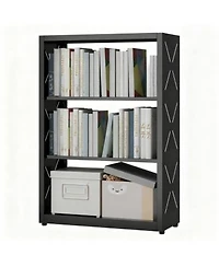 Yigii Industrial Bookshelf Metal Bookcase Adjustable Shelves Storage Organizer