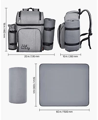 Mecale 4-Person Picnic Backpack with Insulated Cooler, Blanket and Tableware Set