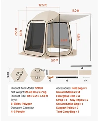 Mecale 10 x 9.2 Ft Pop-Up Screen House Tent with Awning for 4-8 People