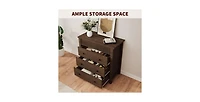 gaomon 3 Drawer Dresser, Modern Fluted Nightstand, Wooden Chest of Drawers, Storage End Table Organizer