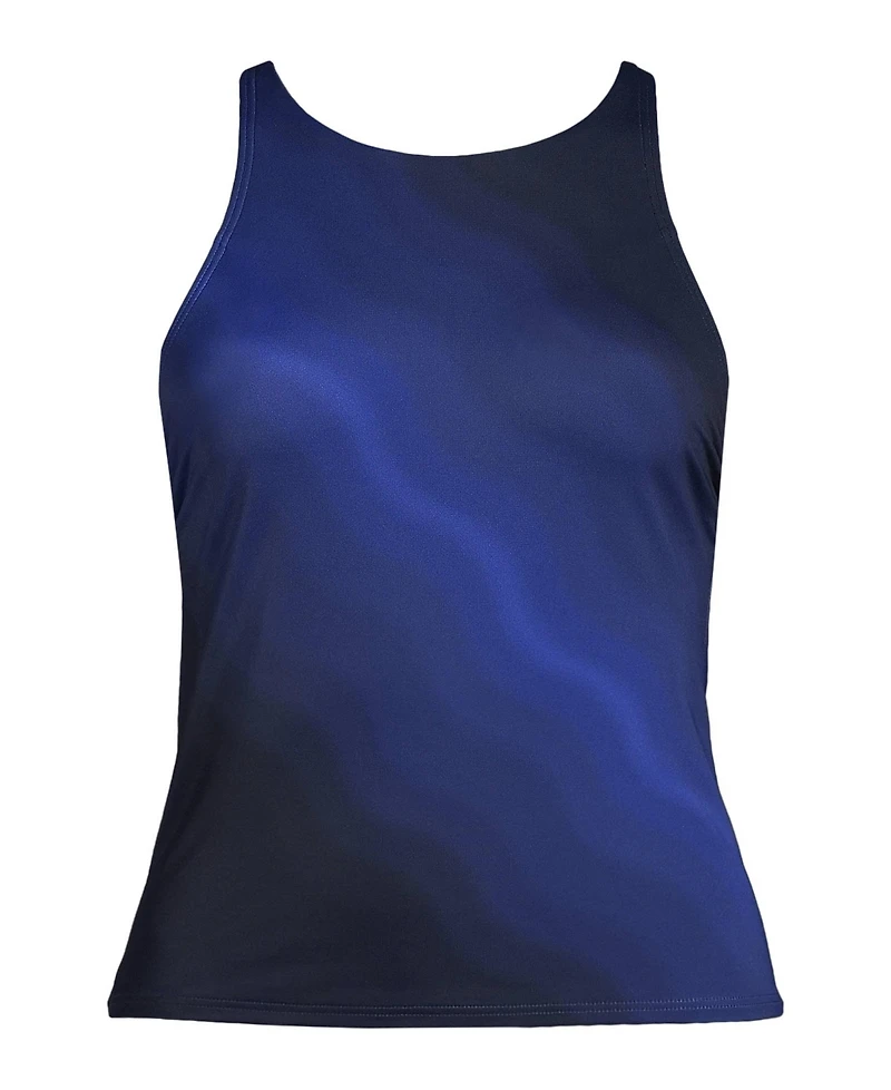 Lands' End Women's Dd-Cup Tugless High Neck Strappy Back Tankini Top