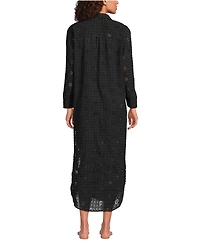 Lands' End Women's Eyelet Button Down Maxi Cover-up Dress