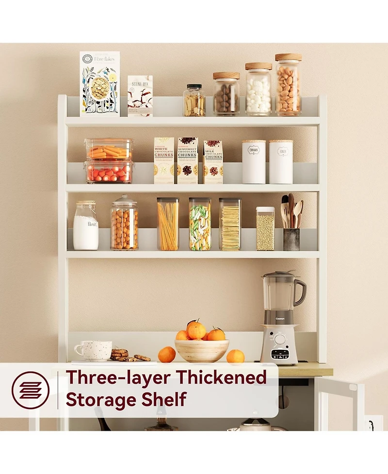 gaomon 6 Tier Kitchen Bakers Rack With Power Outlet Microwave Stand Bakers Rack With Storage Cabinet Farmhouse Small Kitchen Pantry Hutch