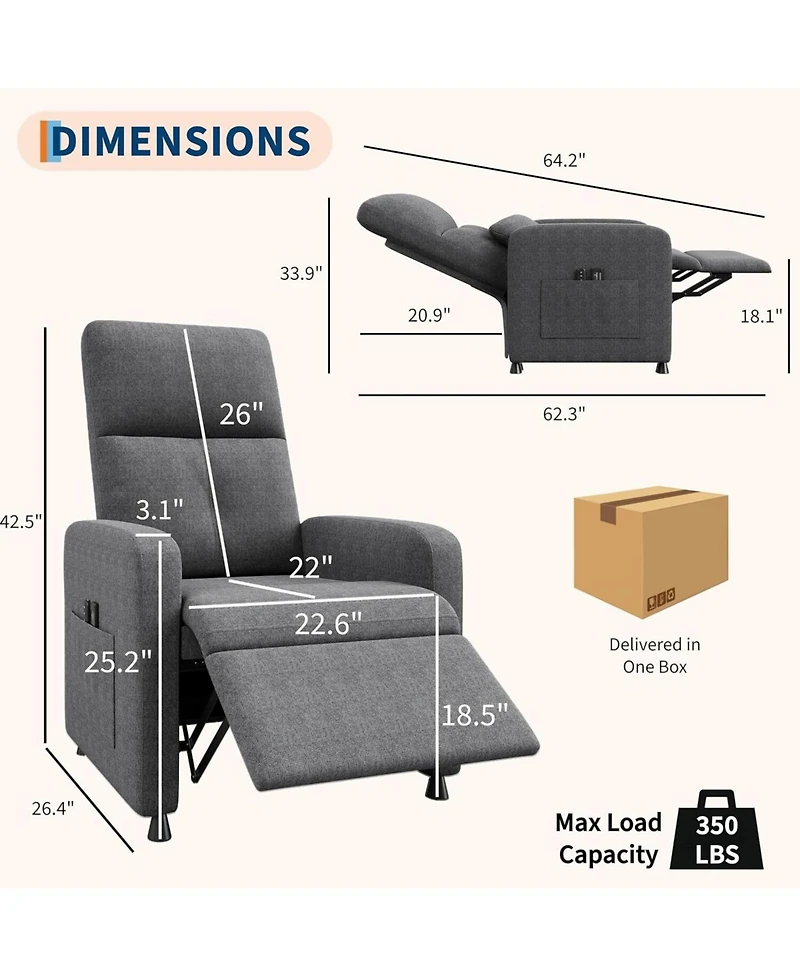 Gaomon Adjustable Electric Linen Power Recliner