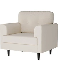 gaomon Single Sofa Armchair,38" Linen Upholstered Armrest Accent Chair with High-Density Foam and Fixed Armrests,Comfy Reading Chair for Living R