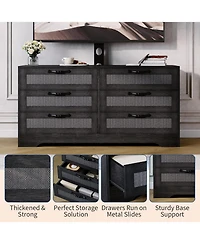gaomon 47.2'' Tv stand with mount, modern entertainment center with 6 drawer rattan dresser and media console storage for 32–85'' TVs.