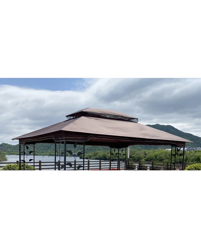 Clihome 13x10 Ft Patio Double Roof Gazebo Replacement Canopy Top Fabric
