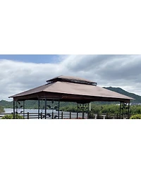 Clihome 13x10 Ft Patio Double Roof Gazebo Replacement Canopy Top Fabric