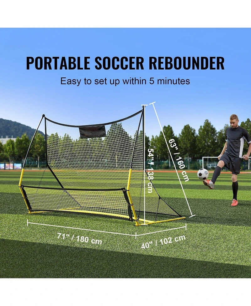 Mecale 71 x 40 Inch 2-in-1 Soccer Rebounder Net with Carry Bag