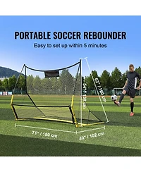 Mecale 71 x 40 Inch 2-in-1 Soccer Rebounder Net with Carry Bag