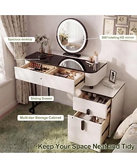 Rainsken Modern Vanity Table with Mirror and Lights