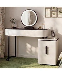 Rainsken Modern Vanity Table with Mirror and Lights