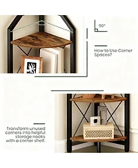 Yigii Corner Shelf Industrial Storage Stand Bookcase Plant Display Rustic