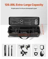 Mecale 51.6 Inch Rolling Studio Equipment Trolley Case with Wheels and Padded Compartments