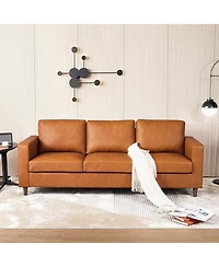 gaomon 85" Mid Century Modern 3-Seater Sofa Couch, Faux Leather Deep Seat