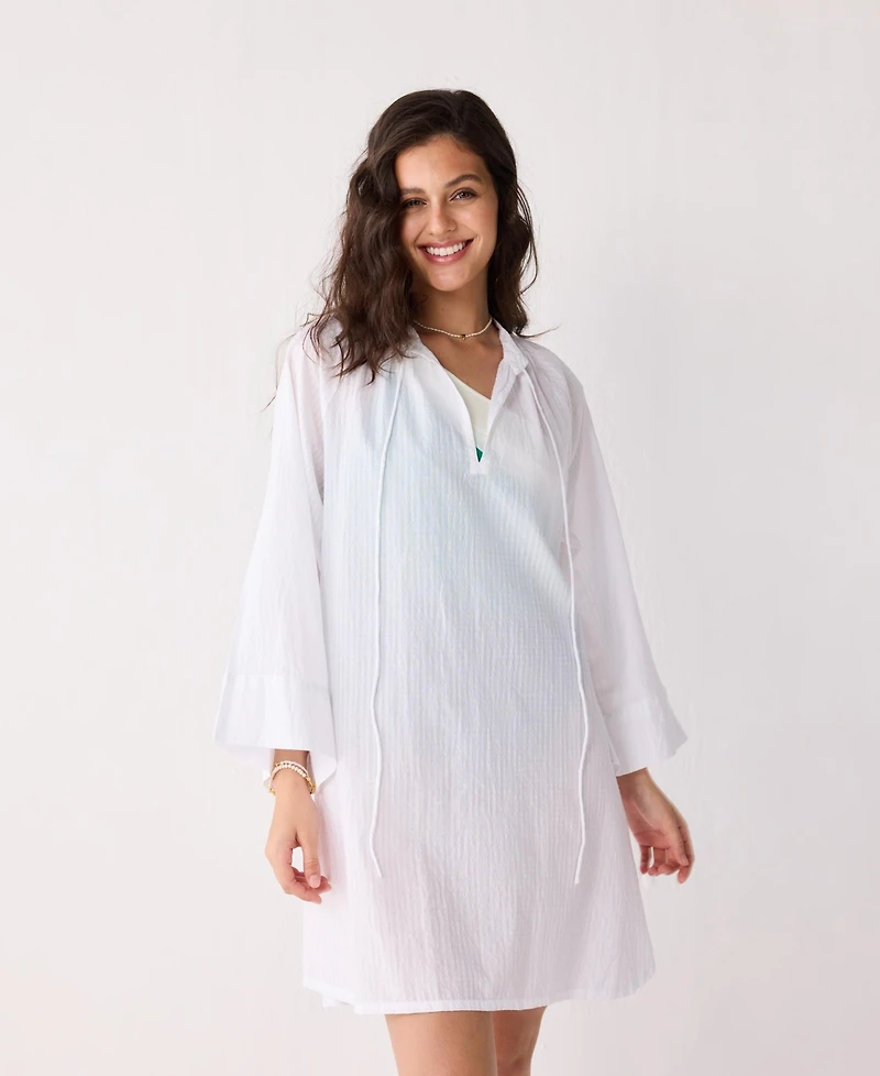 Reistor Women's Relaxed-fit Beach Cover-up with Front Tie Detail