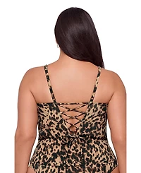 S3 Apparel Women's Supportive Square Neck Lace Back Tankini Swimsuit Top