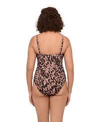 S3 Apparel Women's Sculpting Classic Shirred-Front One-Piece Swimsuit - Pink Riviera Floral