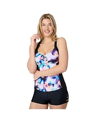 Free Country Women's Shirred Front Tankini Top