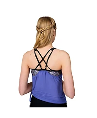 Free Country Women's Textured Mesh Side Tie Blouson Tankini Top