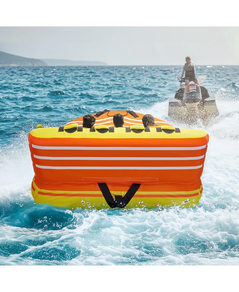 Mecale 1-3 Rider Towable Boat Tube with Nylon Cover and 16 Handles