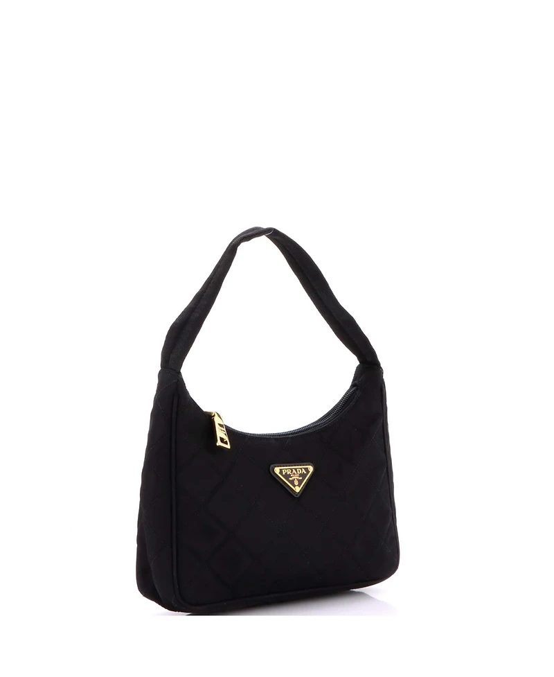 Pre-Owned Prada Small Hobo Quilted Tessuto