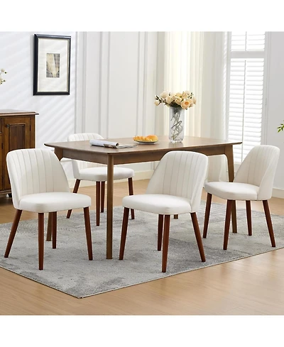 gaomon Wooden Dining Chairs Set of 4,Upholstered Kitchen Dining Room Chairs with Padded Seat and Wood Legs,Modern Fabric Side Dinner
