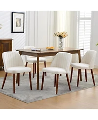 gaomon Wooden Dining Chairs Set of 4,Upholstered Kitchen Dining Room Chairs with Padded Seat and Wood Legs,Modern Fabric Side Dinner