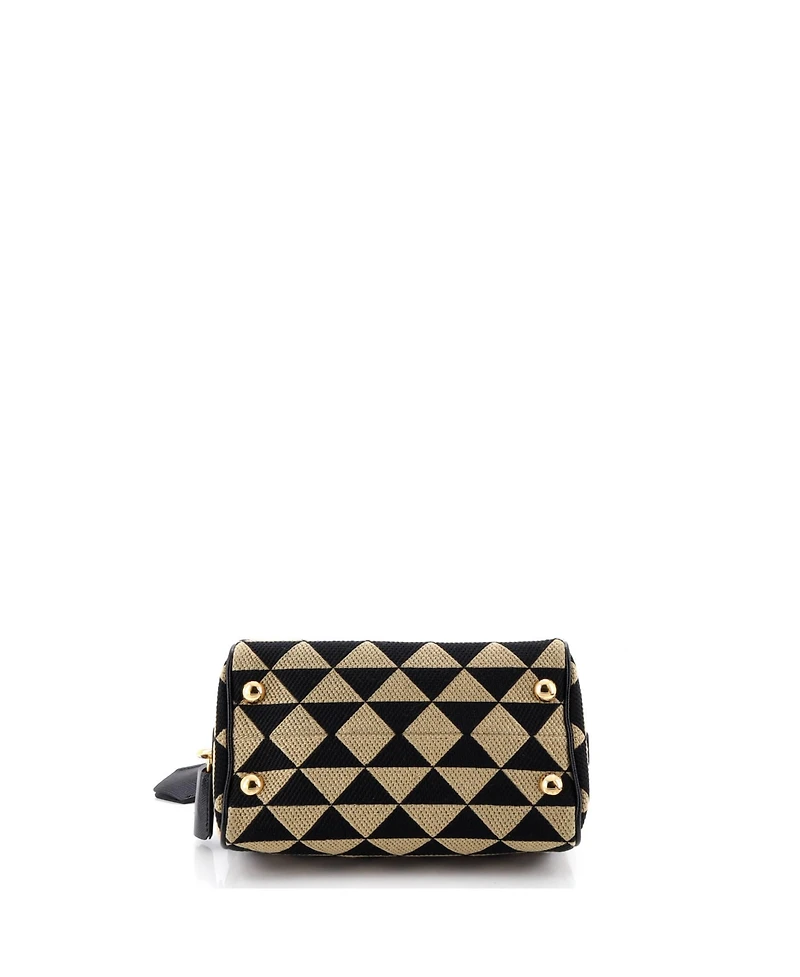 Pre-Owned Prada Small Symbole Lux Convertible Boston Bag Jacquard