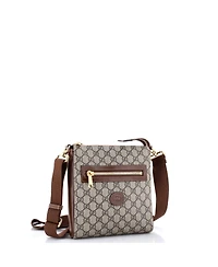 Pre-Owned Gucci Small Interlocking G Patch Zip Messenger Bag Gg Coated Canvas