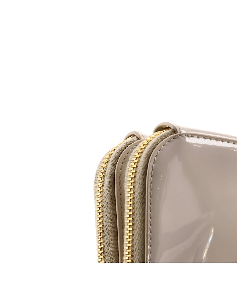 Pre-Owned Prada Mini Triangle Double Zip Pouch Bag with Chain Patent