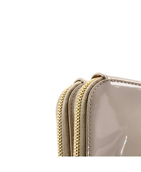 Pre-Owned Prada Mini Triangle Double Zip Pouch Bag with Chain Patent