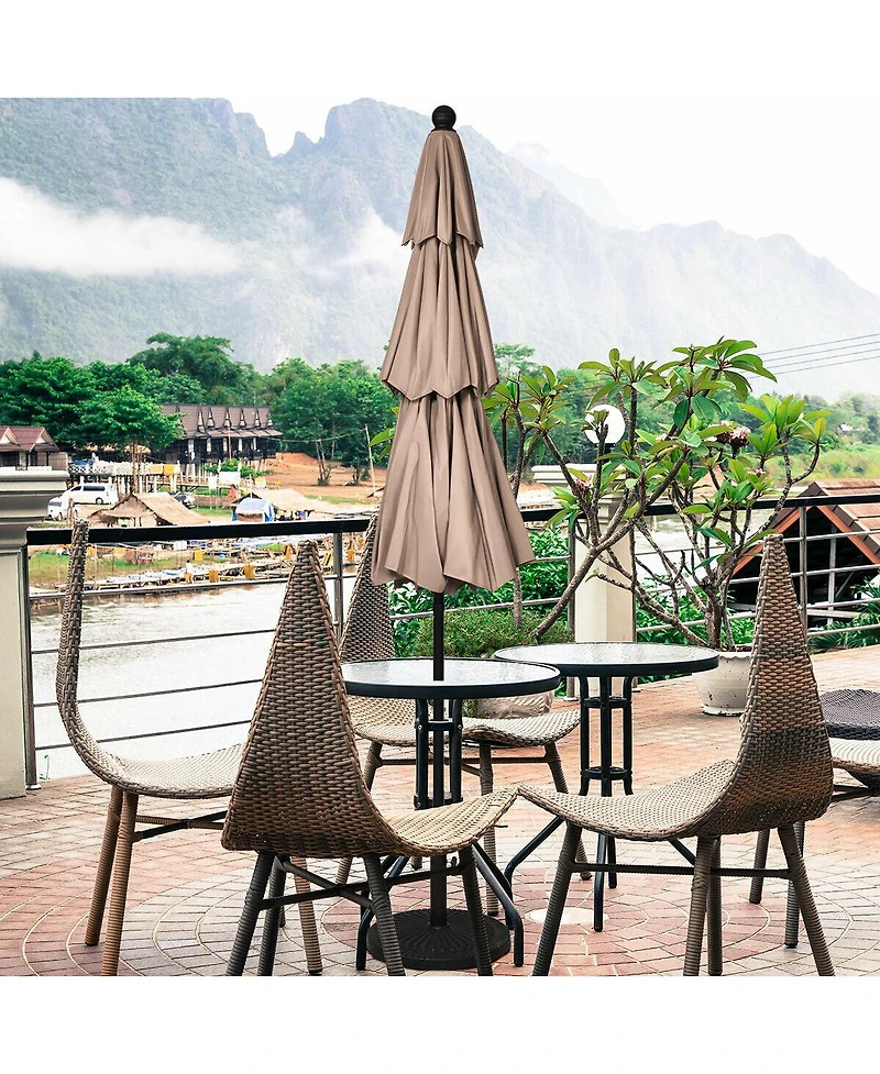 Gymax 10ft 3 Tier Patio Market Umbrella Aluminum Shade Shelter Double Vented Turquoise