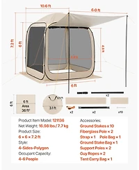 Mecale 6 x 6 Ft Pop-Up Screen House Tent with Awning for 4-6 People