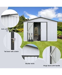 Mondawe Metal Garden Sheds 10ft x 12ft Outdoor Storage Sheds 48 sq. ft. Utility Tool House For Patio Backyard
