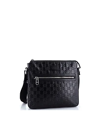 Pre-Owned Gucci Small Signature Zip Messenger Bag Guccissima Leather