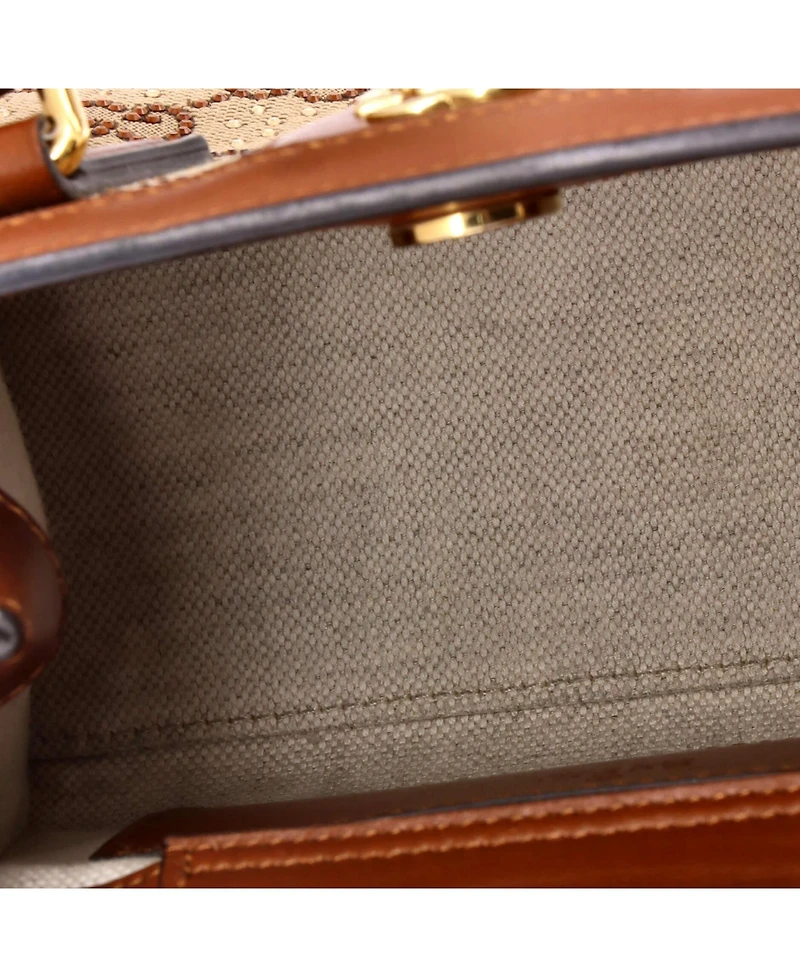 Pre-Owned Gucci Mini Diana Nm Bamboo Handle Tote Crystal Embellished Gg Canvas