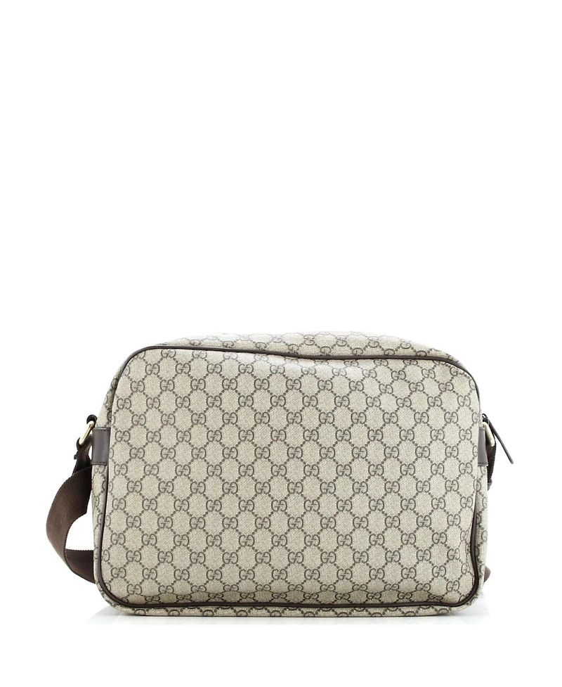 Pre-Owned Gucci Large Front Zip Camera Bag Gg Coated Canvas